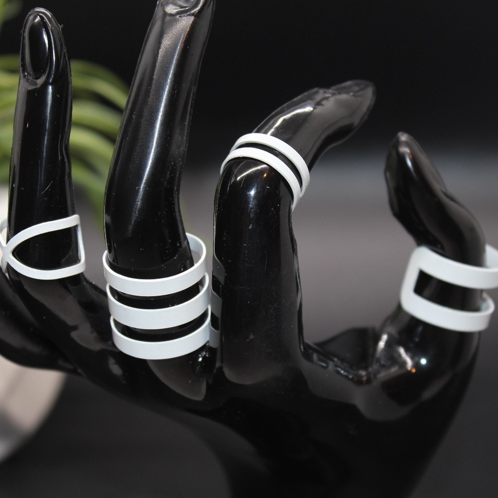 Simple White Four Piece Ring Set